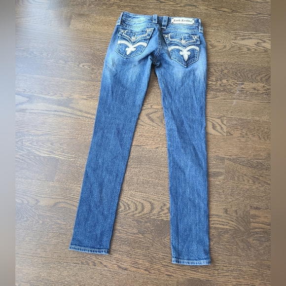 Rock Revival Blue Denim Jeans women's sz. 26 embellished pockets - Picture 3 of 11
